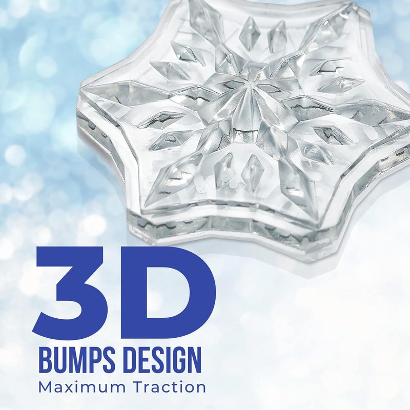 devembr Snowboard Stomp Pad, 3D Clear Snowflake Snowboarding Stomp Pads, PVC Material, 1.96" x 1.96", Transparent Pattern 3 Pack - Image 2